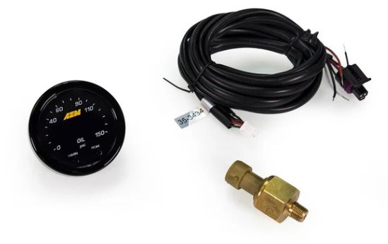 Aem Electron Gauge Oil Pressure, X Series, 2-1/16 Inch Diameter, Electrical, Digital Display, 0-150 PSI, With Black Bezels/ Black Faceplates – 30-0307