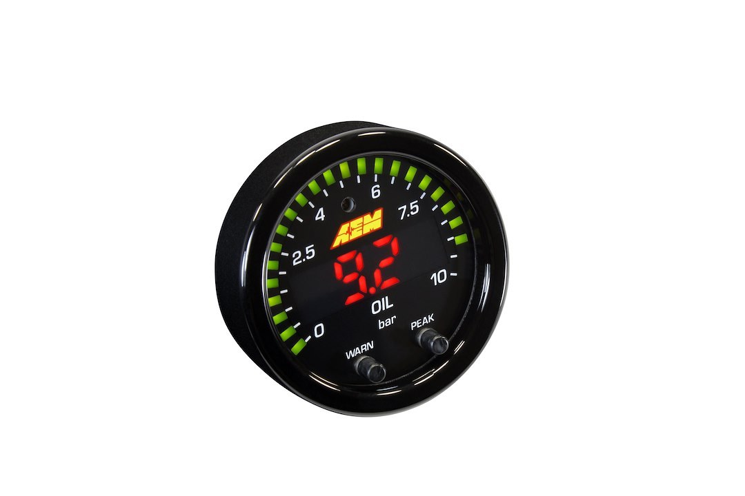 Aem Electron Gauge Oil Pressure, X Series, 2-1/16 Inch Diameter, Electrical, Digital Display, 0-150 PSI, With Black Bezels/ Black Faceplates – 30-0307