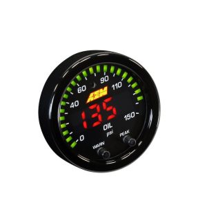 Aem Electron Gauge Oil Pressure, X Series, 2-1/16 Inch Diameter, Electrical, Digital Display, 0-150 PSI, With Black Bezels/ Black Faceplates – 30-0307