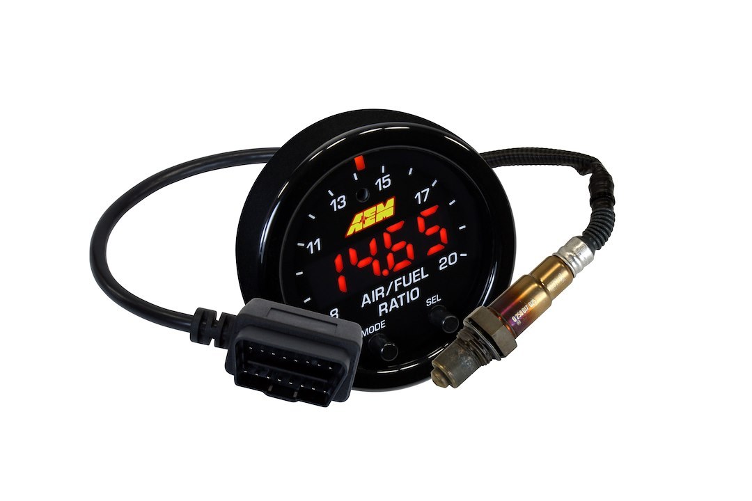 Aem Electron Gauge Air/ Fuel Ratio, X Series, Round, IN Dash 2-1/16 Inch, Gasoline, Digital, With Oxygen Sensor/ Wiring Harnesses – 30-0334
