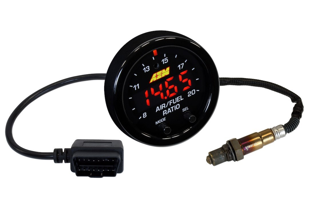 Aem Electron Gauge Air/ Fuel Ratio, X Series, Round, IN Dash 2-1/16 Inch, Gasoline, Digital, With Oxygen Sensor/ Wiring Harnesses – 30-0334