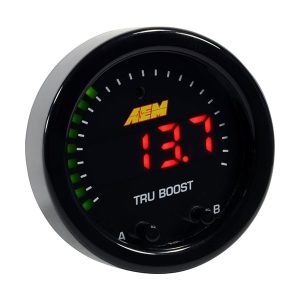 Aem Electron Gauge Boost, Tru-Boostx, 2-1/16 Inch Diameter, Electrical, Up to 80 PSI, Digital Display, Black Bezel/Black Faceplates, LED – 30-0352