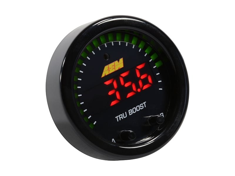 Aem Electron Gauge Boost, Tru-Boostx, 2-1/16 Inch Diameter, Electrical, Up to 80 PSI, Digital Display, Black Bezel/Black Faceplates, LED – 30-0352