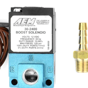 Aem Electron Turbocharger Boost Solenoid, With Fittings/ Sintered Muffler/ Solenoid/ Wiring Harness – 30-2400