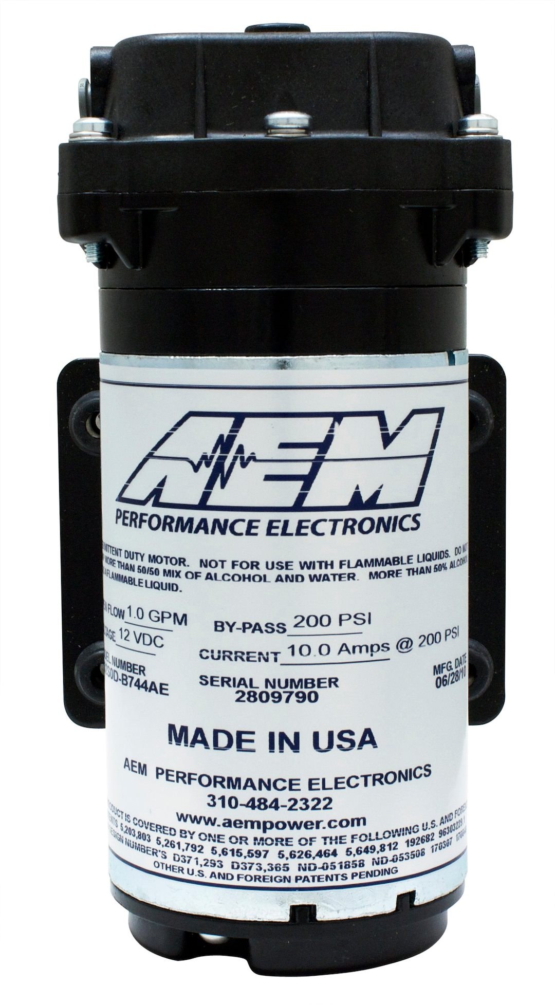 Aem Electron Water Injection System Pump, Recirculation Style, 200 PSI, 1/4 Inch Push Lock Hose Pump – 30-3015