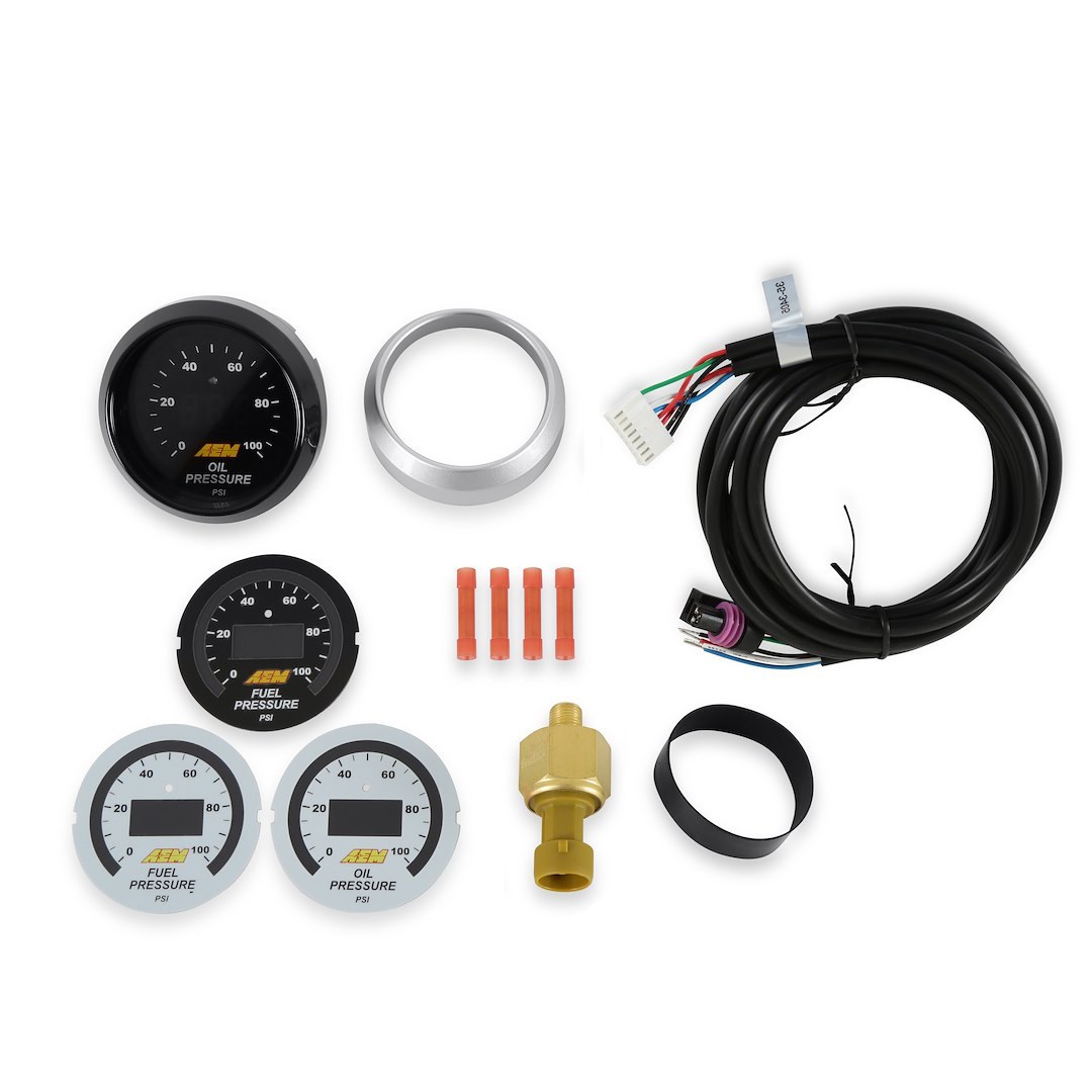 Aem Electron Gauge Fuel Pressure/ Oil Pressure, Single Gauge That Can Be Used to Display Either Fuel Pressure or Oil Pressure, 52 Millimeter – 30-4401
