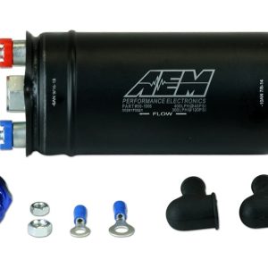 Aem Electron Fuel Pump Electric, Gasoline, 380 Lph at 43 PSI, 60 Millimeter Outside Diameter, Without Regulator, 6 – 18 Volts – 50-1005