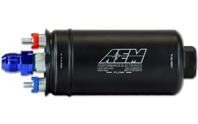 Aem Electron Fuel Pump Electric, Gasoline, 380 Lph at 43 PSI, 60 Millimeter Outside Diameter, Without Regulator, 6 – 18 Volts – 50-1005