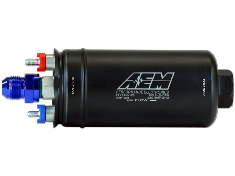 Aem Electron Fuel Pump Electric, Gasoline, 380 Lph at 43 PSI, 60 Millimeter Outside Diameter, Without Regulator, 6 – 18 Volts – 50-1005