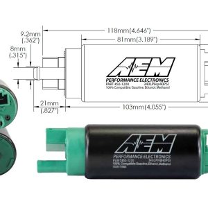 Aem Electron Fuel Pump Electric, E85, 320 Lph at 43 PSI, Without Regulator – 50-1200