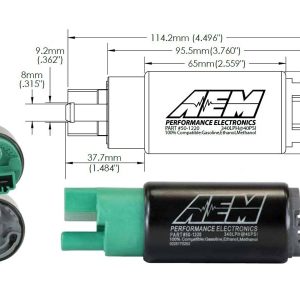 Aem Electron Fuel Pump Electric, 320 Lph at 43 PSI, 65 Millimeter Body/ 11.0 Millimeter Outside Diameter Inlet/, 13.5 Volts – 50-1220