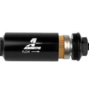 Aeromotive Fuel Filter, Male AN-06 Cellulose 10 Micron IN-Line Fuel Filter, AN-06 Ports, 2 Inch Outside Diameter, 10 Micron Cellulose Element – 12347