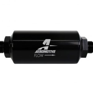 Aeromotive Fuel Filter, Male AN-08 Stainless 100 Micron IN-Line Fuel Filter, Male AN-08 Ports, 2 Inch Outside Diameter – 12379