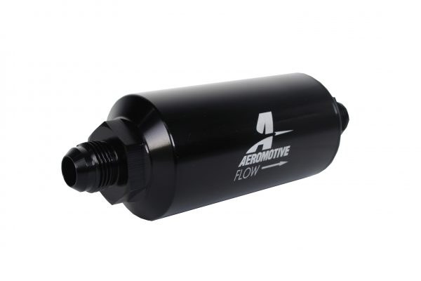 Aeromotive Fuel Filter, Male AN-08 Stainless 100 Micron IN-Line Fuel Filter, Male AN-08 Ports, 2 Inch Outside Diameter – 12379