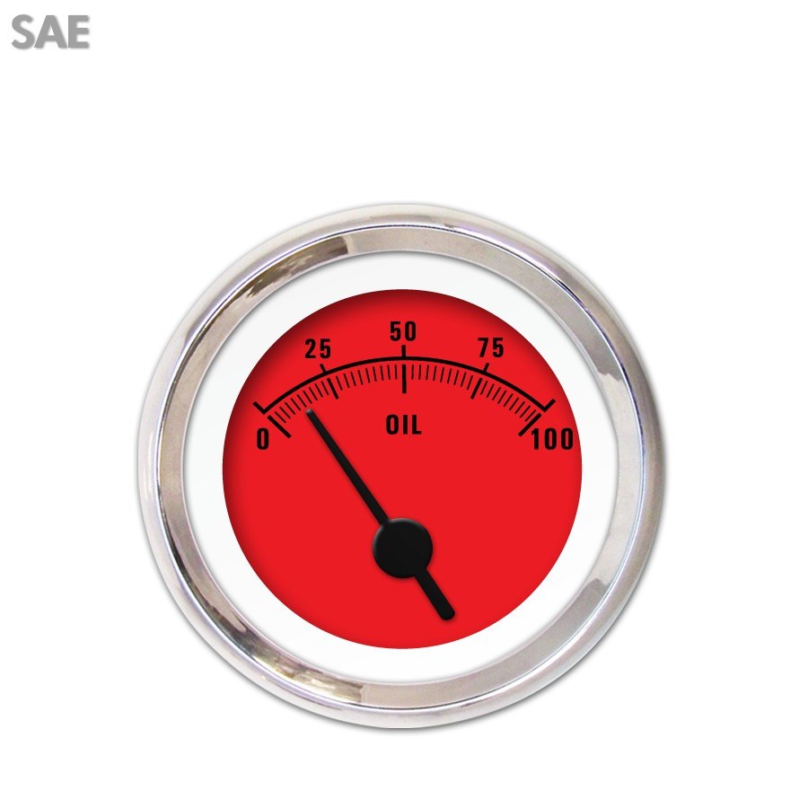 Aurora Instr Gauge Oil Pressure, Rider Series, 1.8 Inch Inside Diameter/ 2.06 Inch Outside Diameter, Short Sweep, Analog – GAR161ZEXJABAC