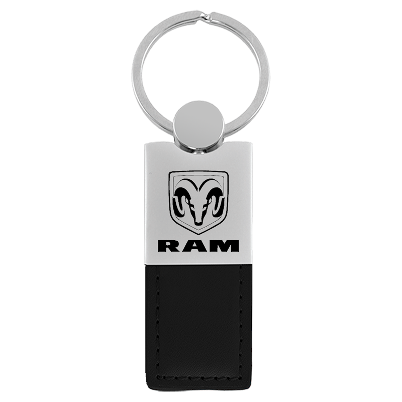 Auto Gold Key Chain, Ram Logo, Black and Chrome, Genuine Leather and Metal – KC1740.RAM.BLK
