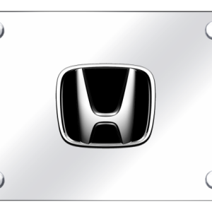 Auto Gold License Plate, Chrome Honda Logo with Black Fill, Stainless Steel – HON.CC