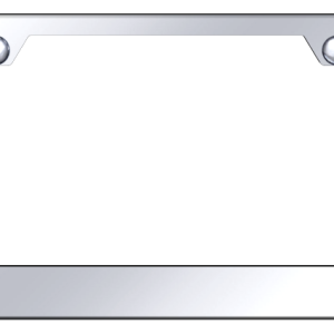 Auto Gold License Plate Frame, Wide Bottom, Polished, Chrome, Stainless Steel, With Model Specific Hardware and Theft Deterrent Caps – LF.462.C