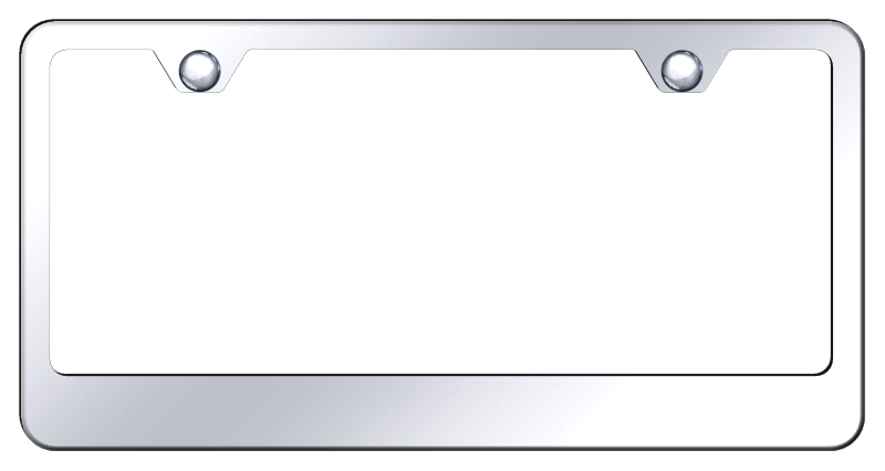 Auto Gold License Plate Frame, Wide Bottom, Polished, Chrome, Stainless Steel, With Model Specific Hardware and Theft Deterrent Caps – LF.462.C
