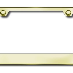 Auto Gold License Plate Frame, Wide Bottom, Polished, Stainless Steel, With Model Specific Hardware and Theft Deterrent Caps – LF.462.G