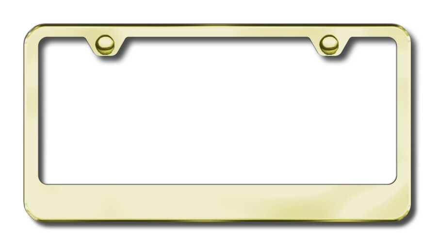 Auto Gold License Plate Frame, Wide Bottom, Polished, Stainless Steel, With Model Specific Hardware and Theft Deterrent Caps – LF.462.G