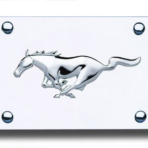 Auto Gold License Plate, Chrome Mustang Logo, Stainless Steel – MUS.CC