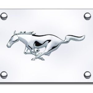 Auto Gold License Plate, Chrome Mustang Logo, Stainless Steel – MUS.CC