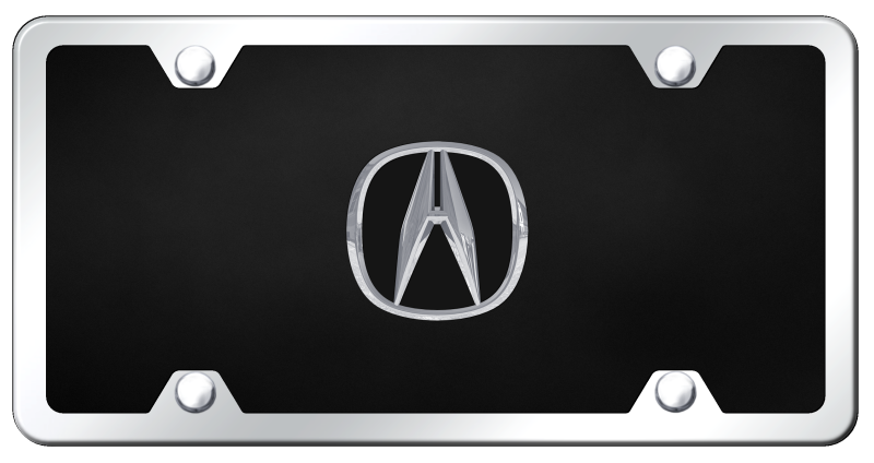 Auto Gold License Plate, Acura, Black Plate with Chrome Name, Acrylic – P.ACU.CBK