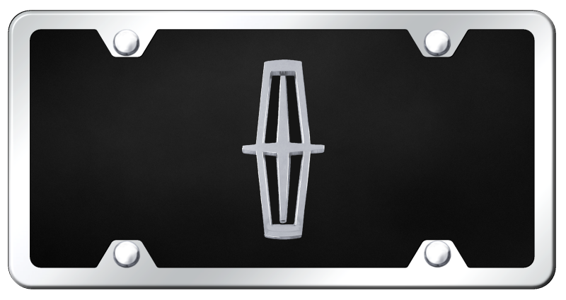 Auto Gold License Plate, Lincoln, Black Plate with Black/Chrome Logo, Acrylic – P.LIN.V.B.CBK