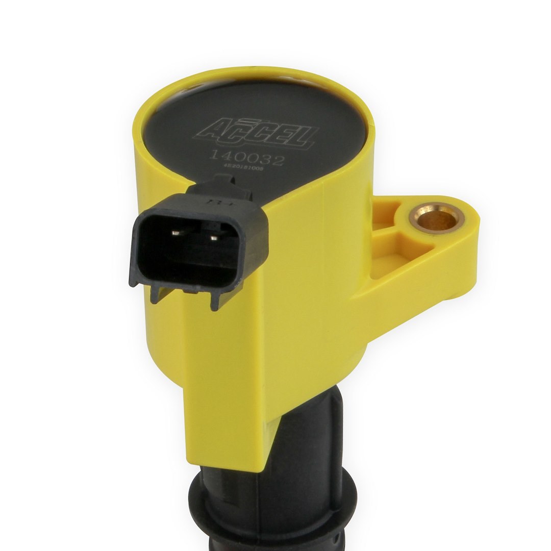 Accel Ignition Coil, Super Coil, Coil on Plug, 0.660 Ohms Primary Resistance/6.1K Ohms Secondary Resistance/61:1 Turns Ratio, Yellow, Single – 140032