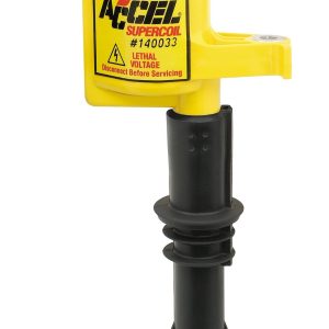Accel Ignition Coil, Super Coil, Coil on Plug, 0.500 Ohms Primary Resistance/5.43K Ohms Secondary Resistance/61:1 Turns Ratio, Yellow, Single – 140033