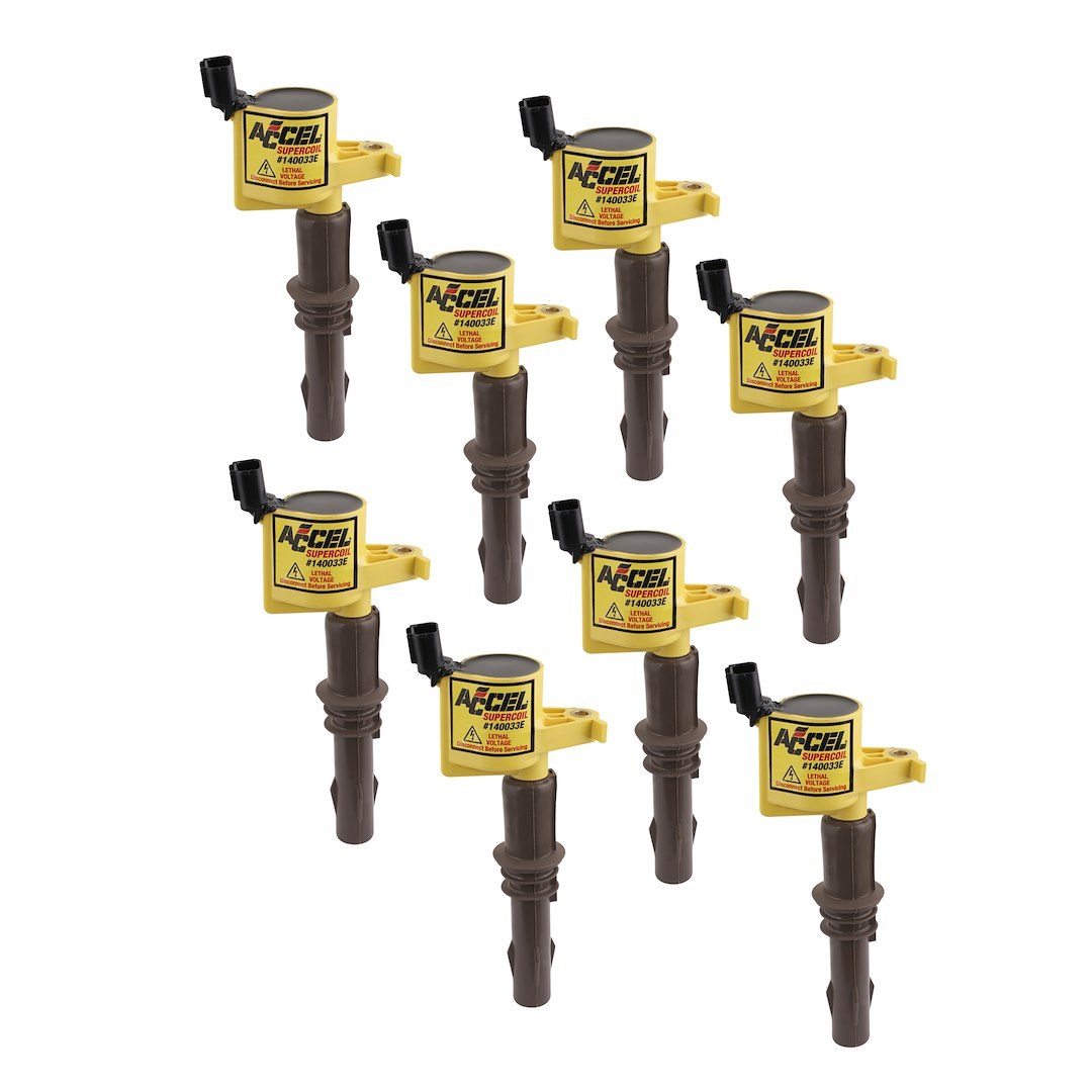Accel Ignition Coil, Super Coil, Coil on Plug, 0.500 Ohms Primary Resistance/5.43K Ohms Secondary Resistance/68:1 Turns Ratio, Yellow – 140033E-8