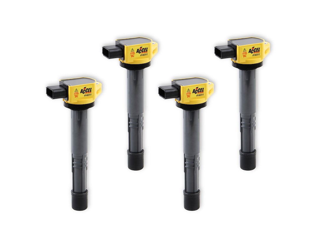 Accel Ignition Coil, Super Coil, Coil on Plug, Black/ Yellow, Set of 4 – 140311-4
