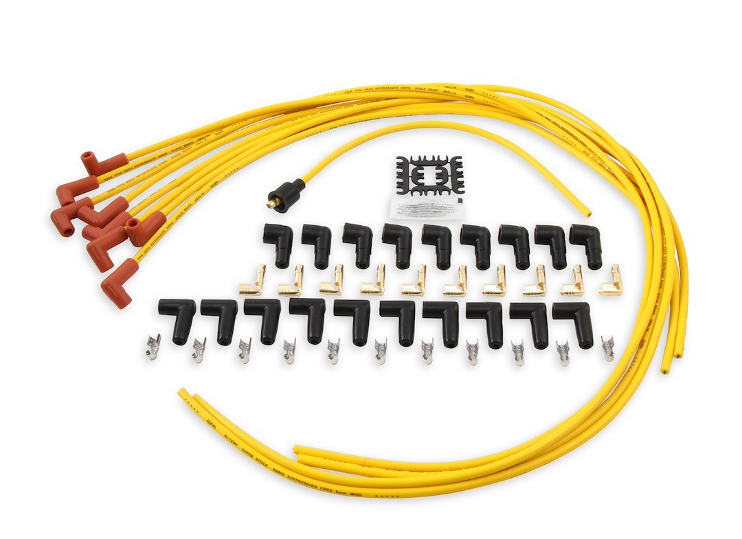 Accel Spark Plug Wire Set, Super Stock 4000 Series, Unassembled, Yellow, 8 Millimeter Diameter, Silicone – 4041