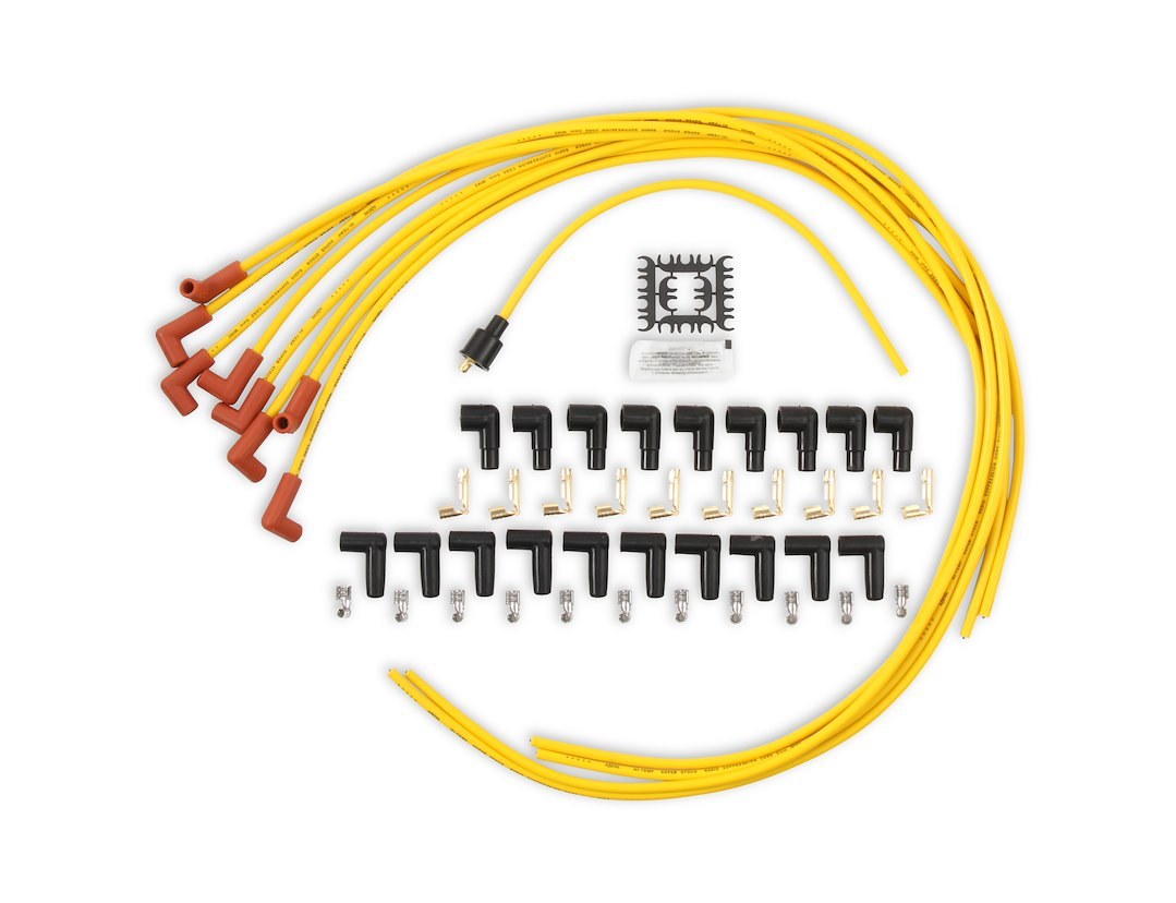 Accel Spark Plug Wire Set, Super Stock 4000 Series, Unassembled, Yellow, 8 Millimeter Diameter, Silicone – 4041