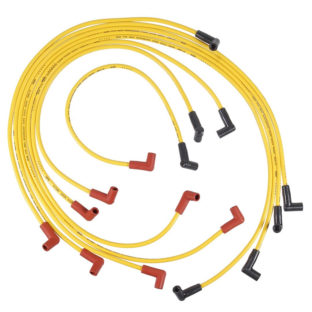 Accel Spark Plug Wire Set, Super Stock 4000 Series, Pre Assembled, Yellow, 8 Millimeter Diameter, Silicone, Carbon Graphite Spiral Core – 4050