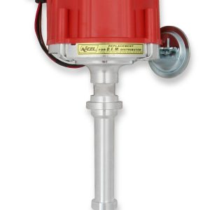Accel Distributor, Chevy Big/Small Block, Magnetic Trigger, Vacuum and Mechanical Advance, With Steel Gear, Red Cap, With Hei/Male Posts – 59107C