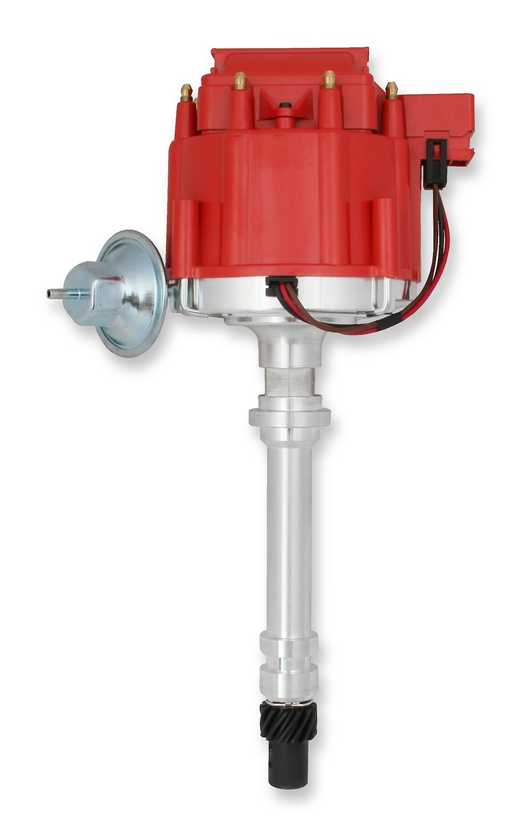 Accel Distributor, Chevy Big/Small Block, Magnetic Trigger, Vacuum and Mechanical Advance, With Steel Gear, Red Cap, With Hei/Male Posts – 59107C