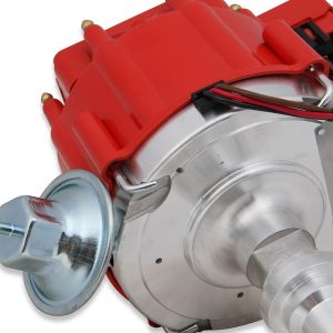 Accel Distributor, Chevy Big/Small Block, Magnetic Trigger, Vacuum and Mechanical Advance, With Steel Gear, Red Cap, With Hei/Male Posts – 59107C