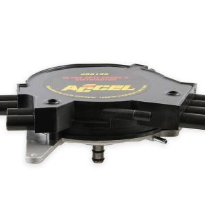 Accel Distributor, Opti-Spark, Pin Drive, GM LT1 Engine, Optical Trigger, Computer Controlled Advance, Black Crab Style Cap – 59125