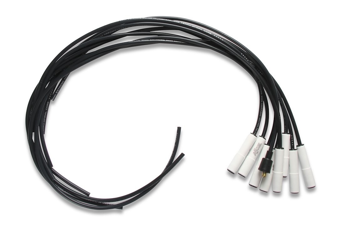 Accel Spark Plug Wire Set, Extreme 9000 Series, Unassembled Multi Fit Kit, White/ Black, 8 Millimeter Diameter, Silicone, Ferro-Spiral ™ Core – 9000C