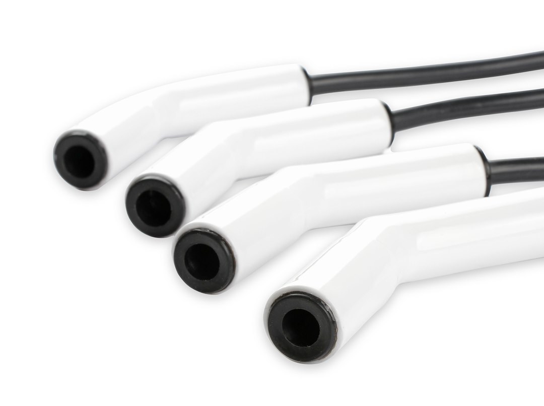 Accel Spark Plug Wire Set, Extreme 9000 Series, Pre Assembled, Black, 8 Millimeter Diameter, Silicone, Ferro-Spiral ™ Core, 45 Degree White – 9065C