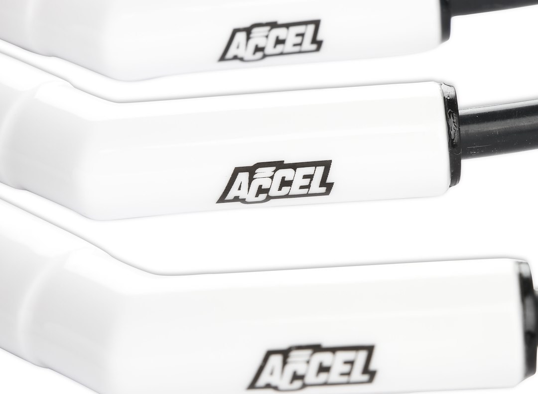 Accel Spark Plug Wire Set, Extreme 9000 Series, Pre Assembled, Black, 8 Millimeter Diameter, Silicone, Ferro-Spiral ™ Core, 45 Degree White – 9065C
