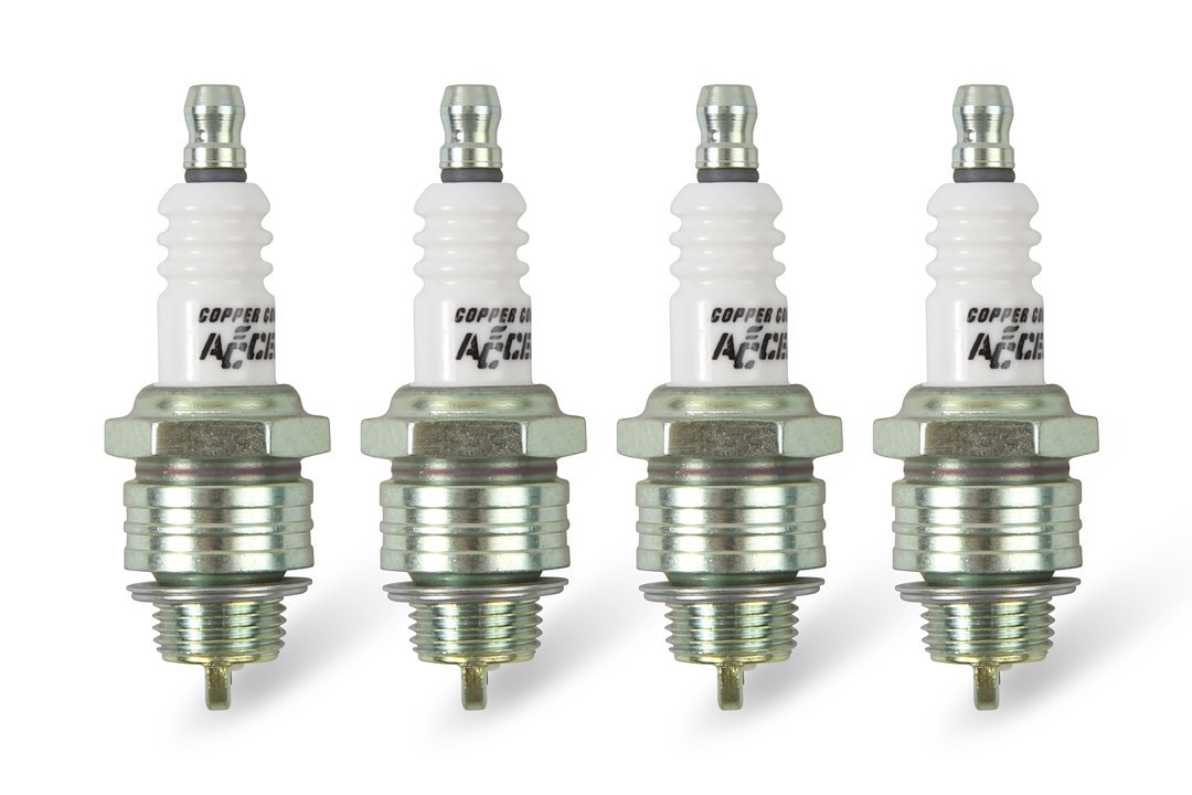 Accel Plugs Spark Plug, U-Groove, With Resistor, Copper Electrode Core Material, Copper Electrode Tip Material, Shorty Plug, Set of 4 – 0437S-4