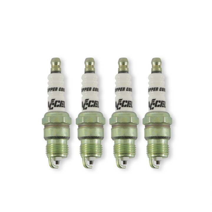 Accel Plugs Spark Plug, U-Groove, With Resistor, Copper Electrode Core Material, Copper Electrode Tip Material, Shorty Plug, Set of 4 – 0574S-4