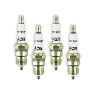 Accel Plugs Spark Plug, U-Groove, With Resistor, Copper Electrode Core Material, Copper Electrode Tip Material, Shorty Plug, Set of 4 – 0576S-4