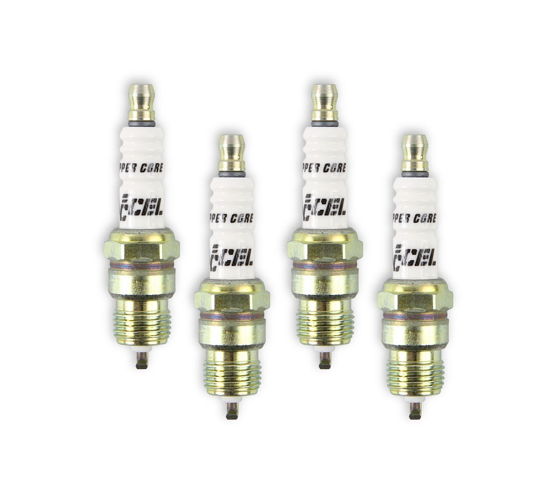 Accel Plugs Spark Plug, U-Groove, With Resistor, Copper Electrode Core Material, Copper Electrode Tip Material, Shorty Plug, Set of 4 – 0576S-4