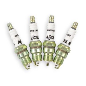 Accel Plugs Spark Plug, U-Groove, With Resistor, Copper Electrode Core Material, Copper Electrode Tip Material, Header Plug, Set of 8 – 8198