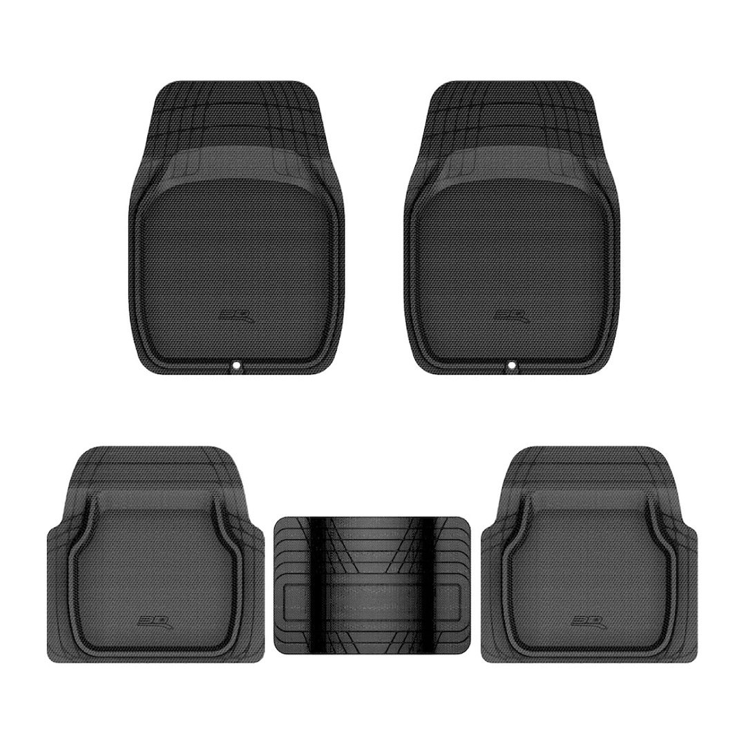 3D MAXpider Floor Mat, Black, Universal 26 Inch Length X 19 Inch Width Front/ 19 Inch Length X 19 Inch Width Rear, 3D Logo – 2099AM-09-FR5