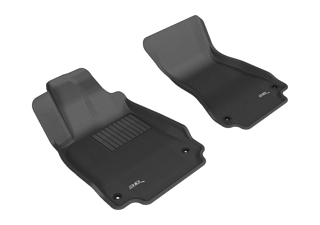 3D MAXpider Floor Liner, Kagu, Custom Fit, Raised Edge, Black, Thermoplastic Rubber of Carbon Fiber Texture, 2 Piece – L1AD02211509
